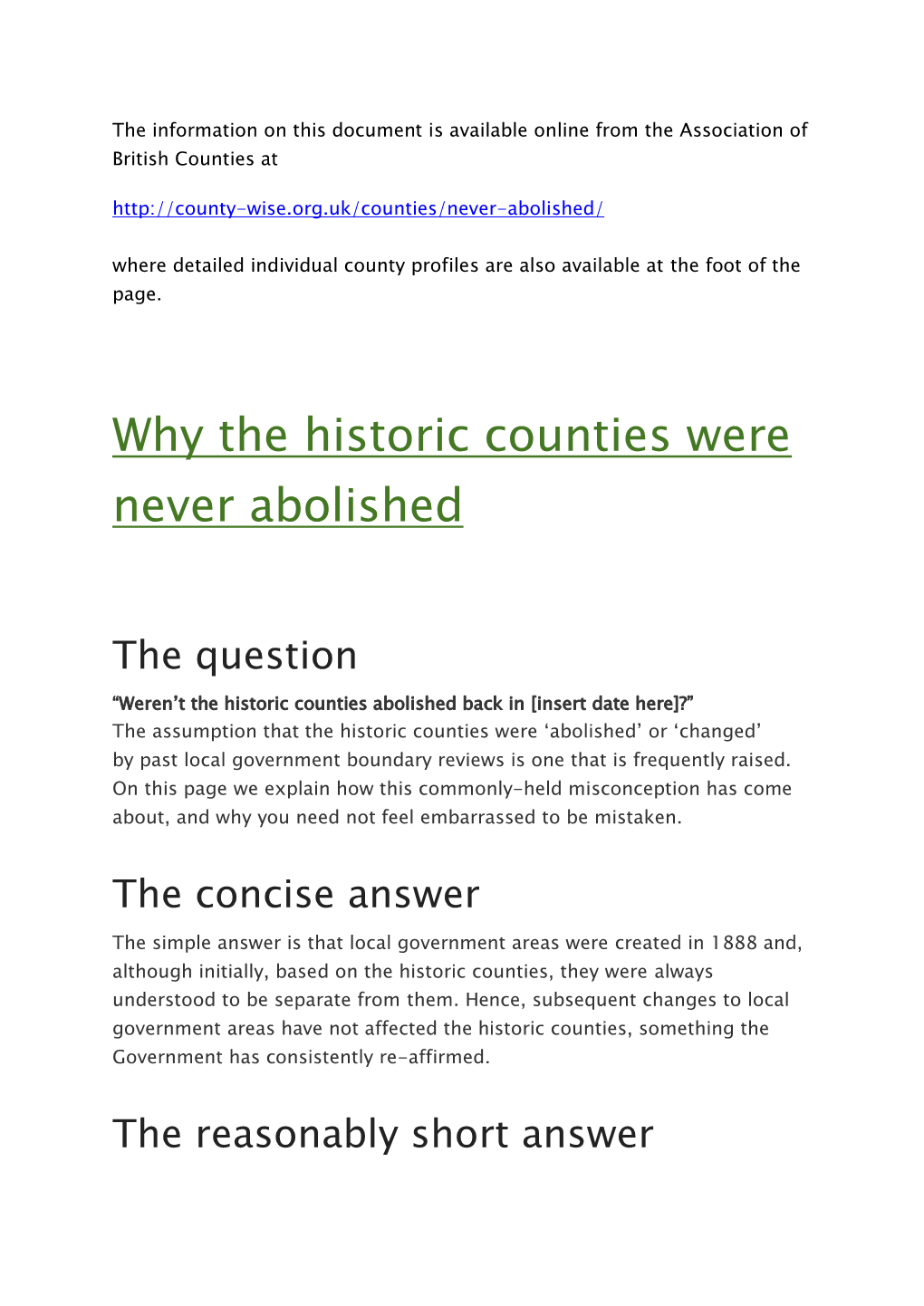 Why the Historic Counties Were Never Abolished