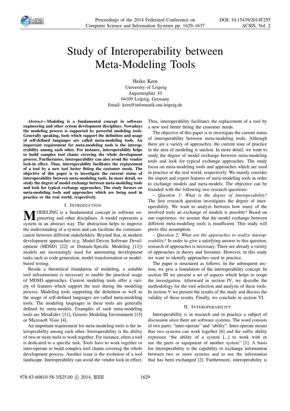 Study of Interoperability Between Meta-Modeling Tools