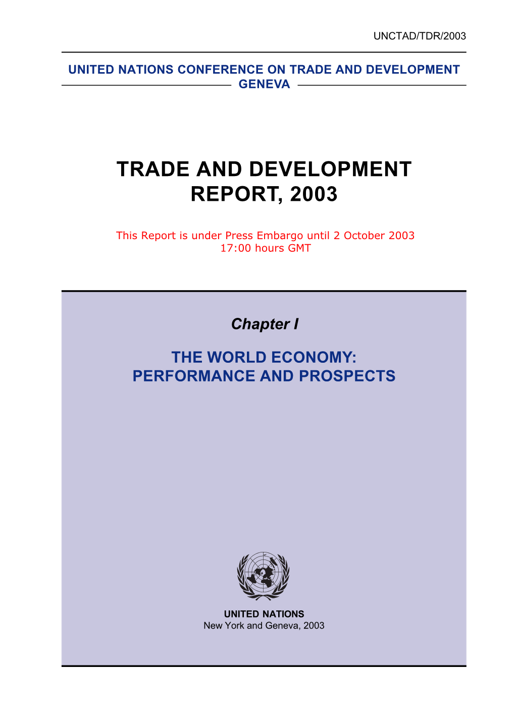 Trade and Development Report, 2003