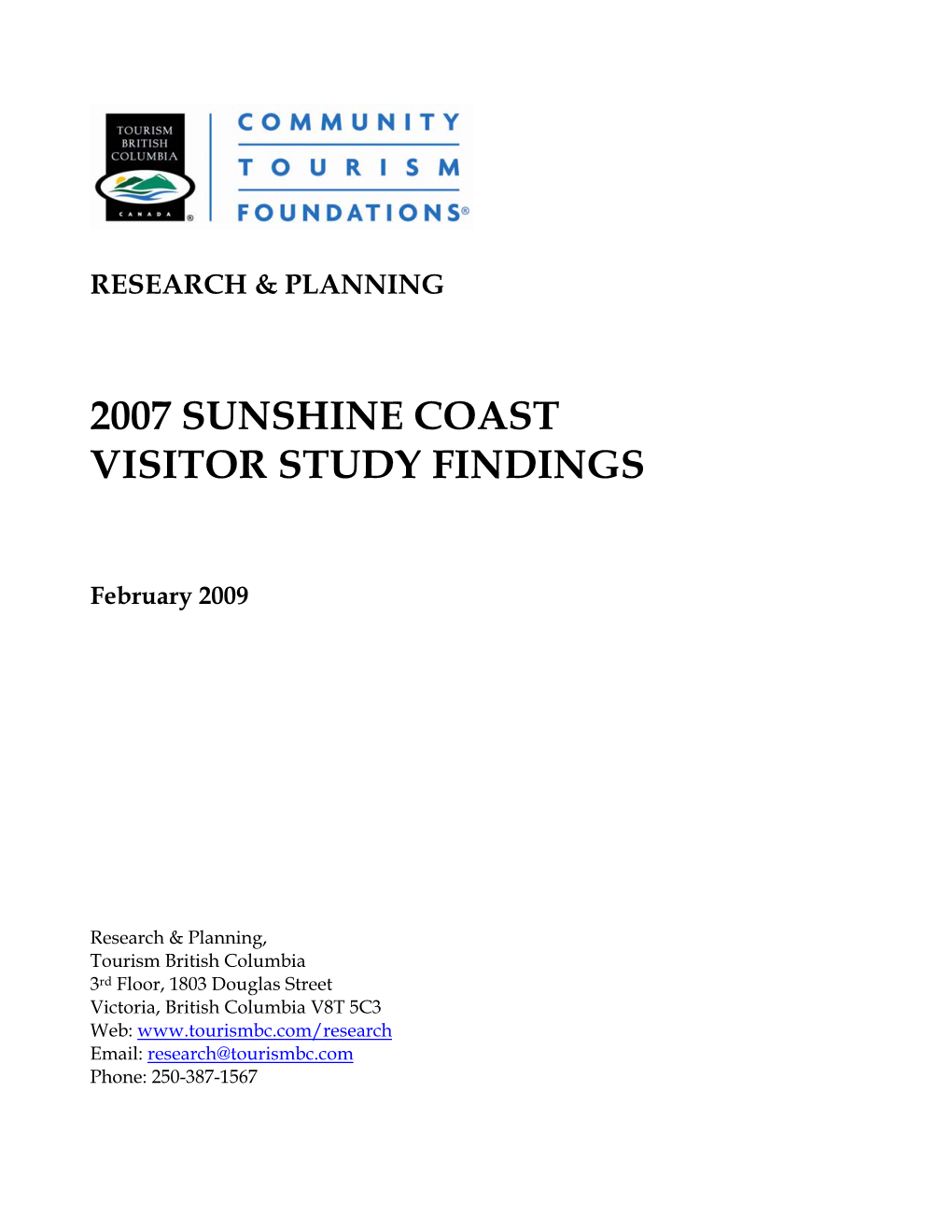 2007 Sunshine Coast Visitor Study Findings