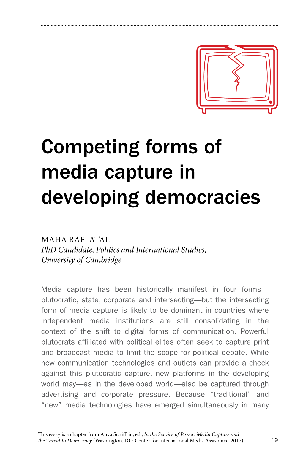 Competing Forms of Media Capture in Developing Democracies