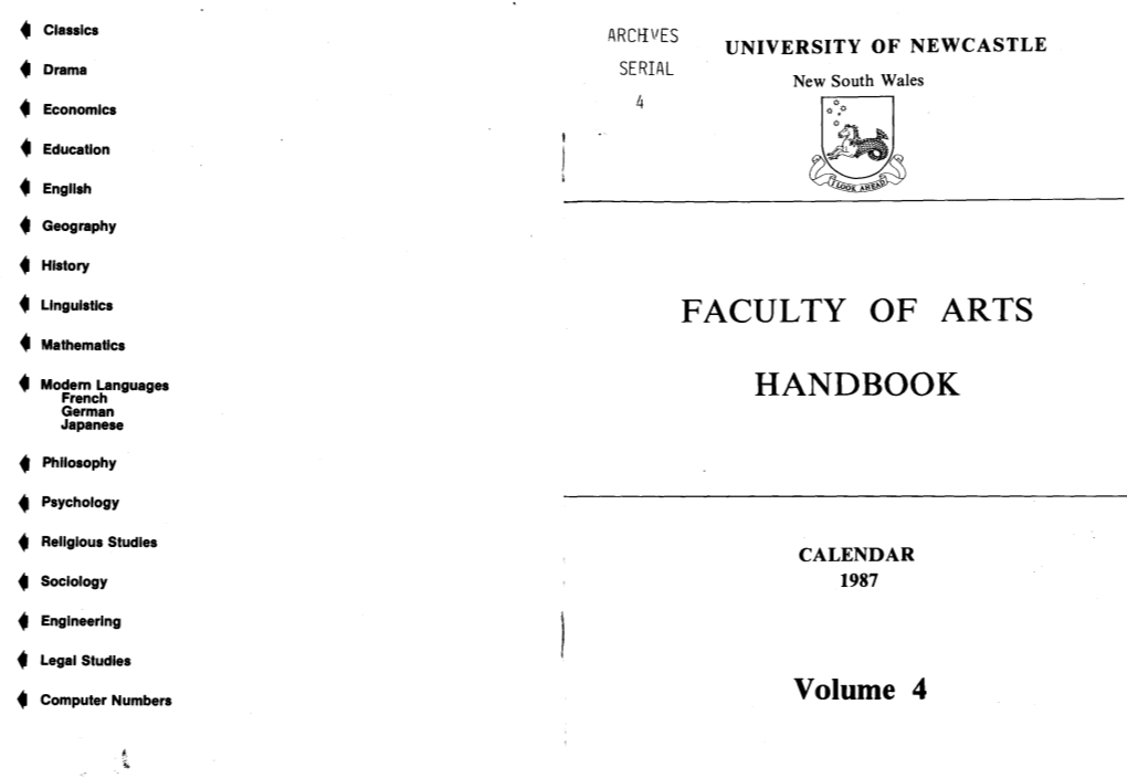Faculty of Arts Handbook, 1987