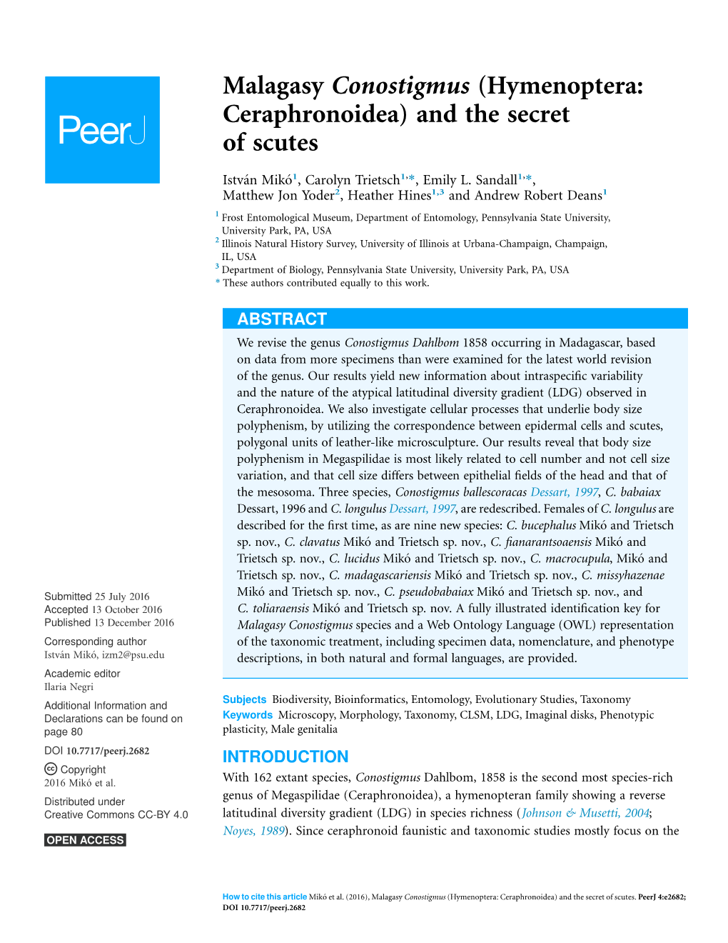 Malagasy Conostigmus (Hymenoptera: Ceraphronoidea) and the Secret of Scutes