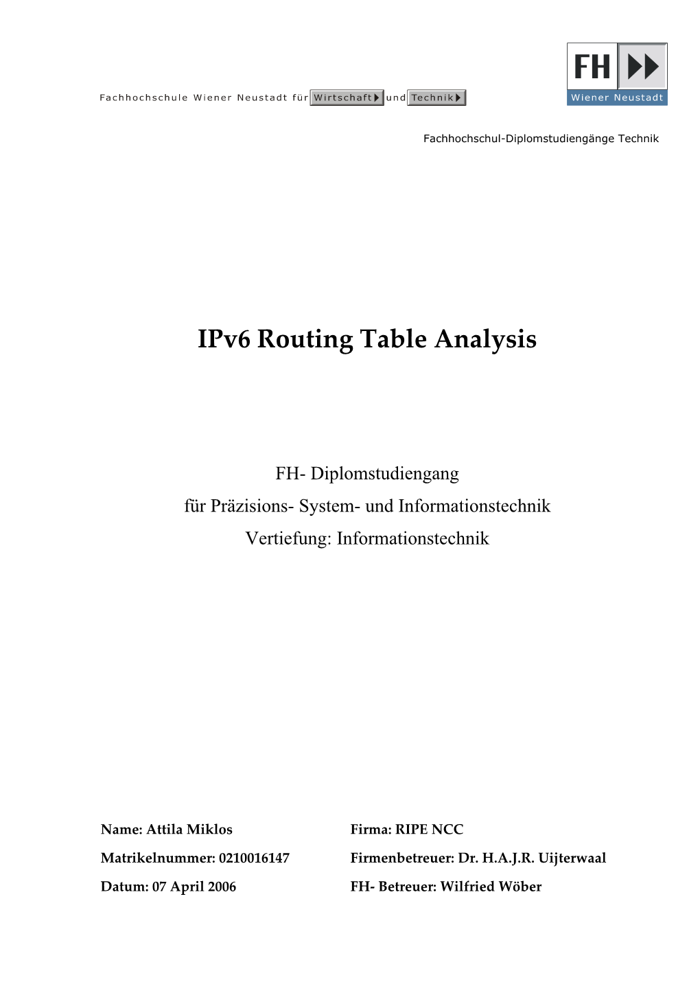 Ipv6 Routing Table Analysis