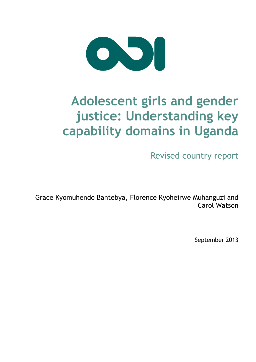 Adolescent Girls and Gender Justice: Understanding Key Capability Domains in Uganda