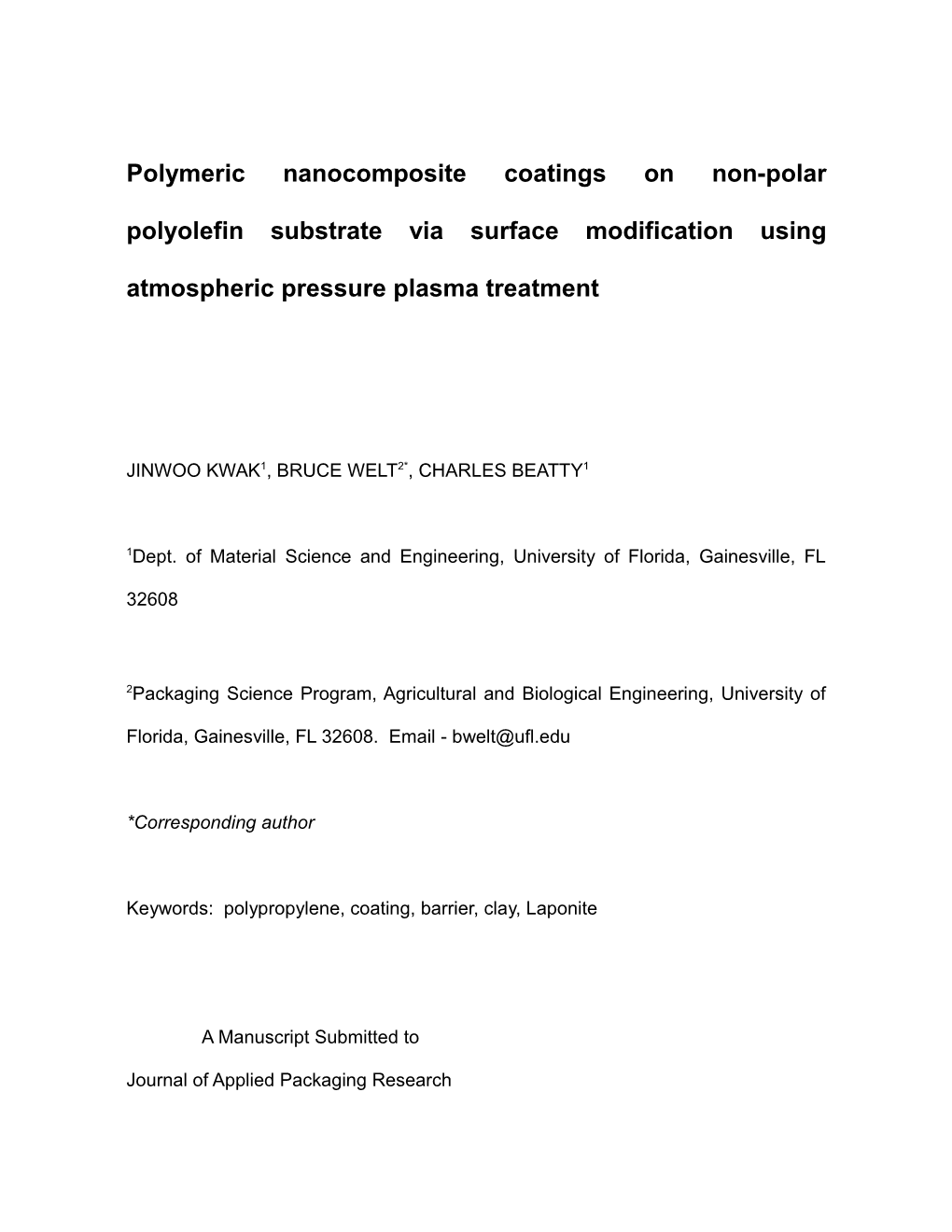 Polymeric Nanocomposite Coatings on Non-Polar Polyolefin Substrate Via Surface Modification