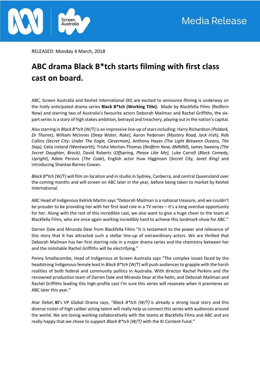 ABC Drama Black B*Tch Starts Filming with First Class Cast on Board
