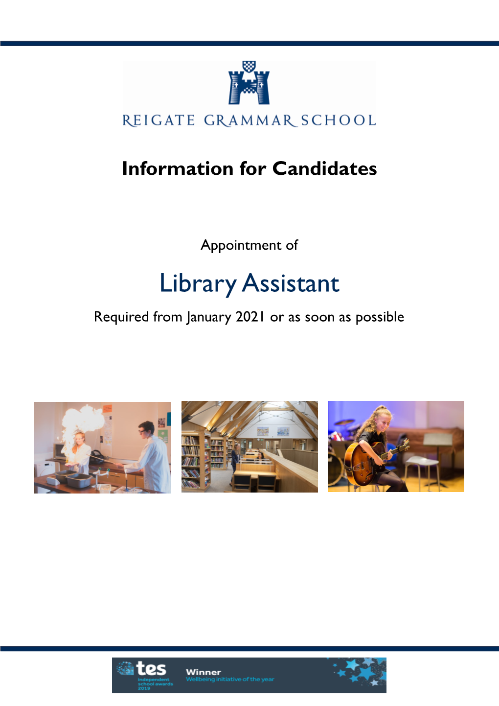 Library Assistant Required from January 2021 Or As Soon As Possible