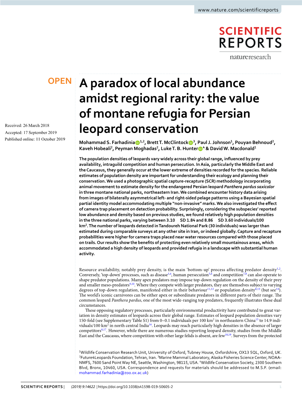 The Value of Montane Refugia for Persian Leopard Conservation