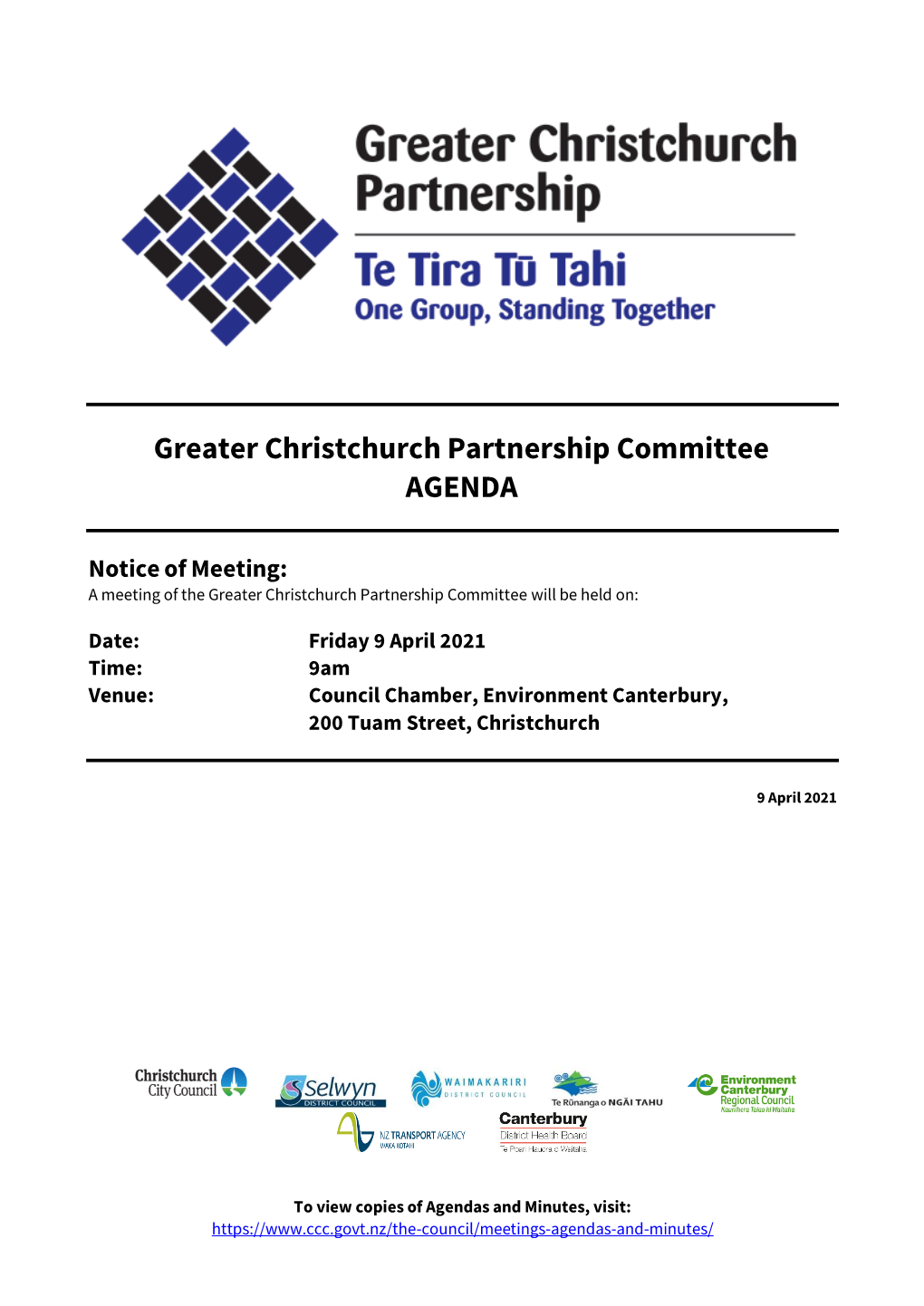 Agenda of Greater Christchurch Partnership Committee