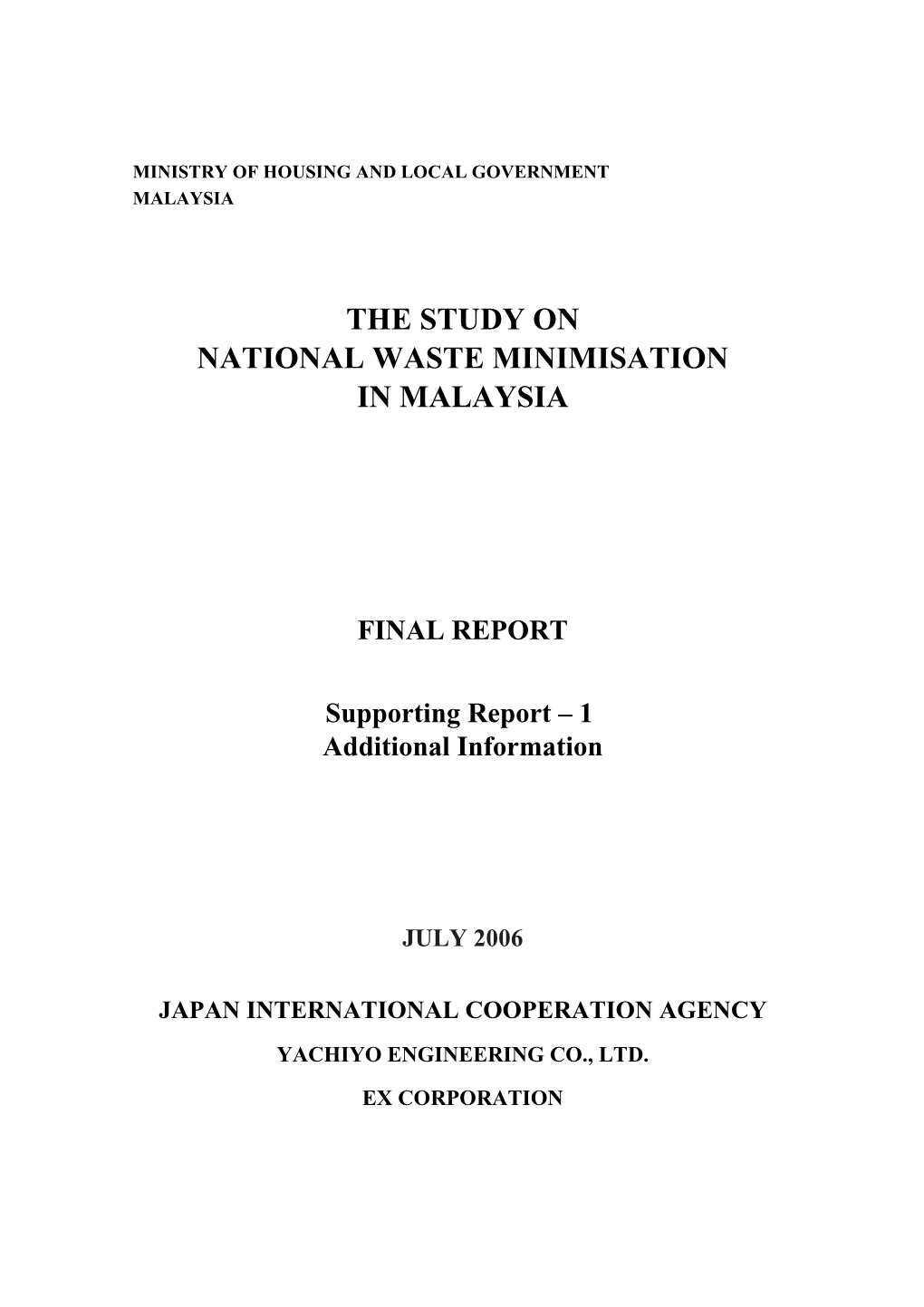 The Study on National Waste Minimisation in Malaysia