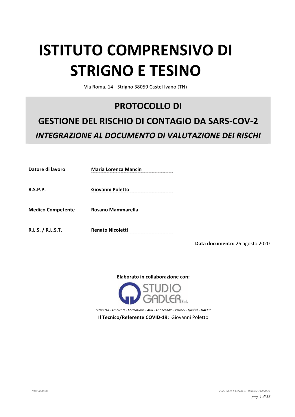 Integrazione Al DVR 2020 09 07 S COVID IC STRIGNO E TESINO GP 01