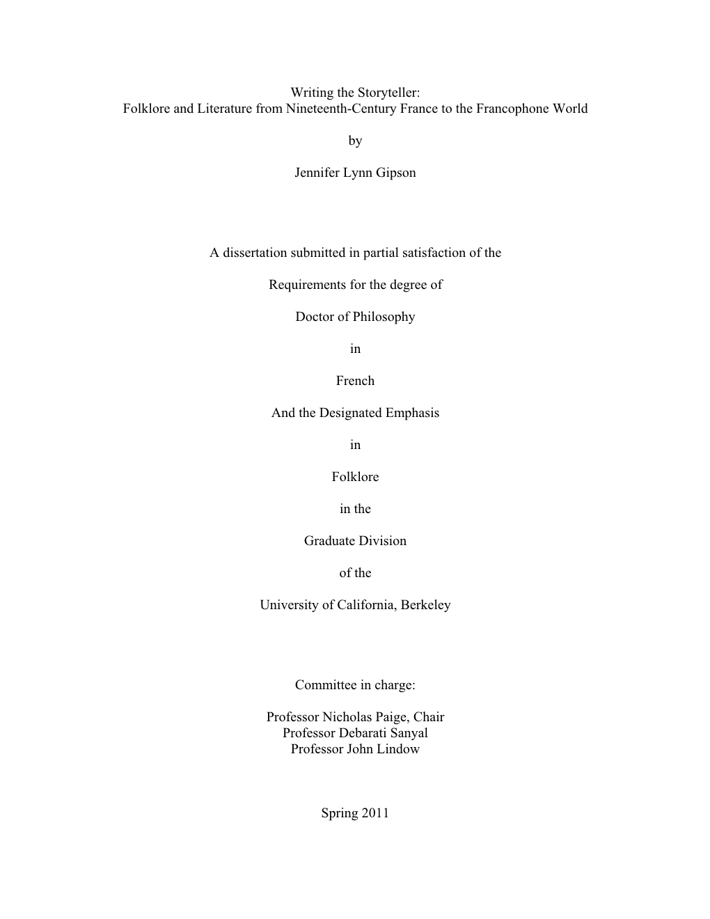 Writing the Storyteller: Folklore and Literature from Nineteenth-Century France to the Francophone World