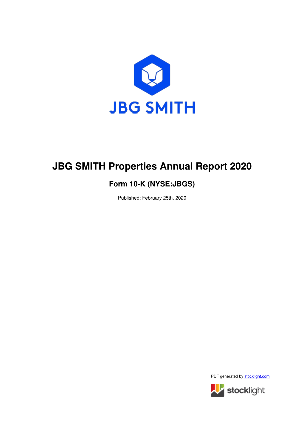 JBG SMITH Properties Annual Report 2020