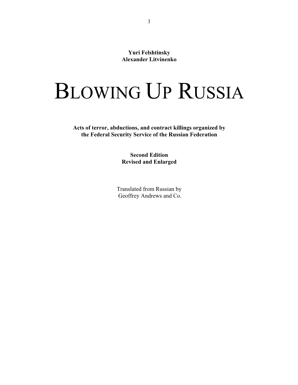 Yuri Felshtinsky Alexander Litvinenko