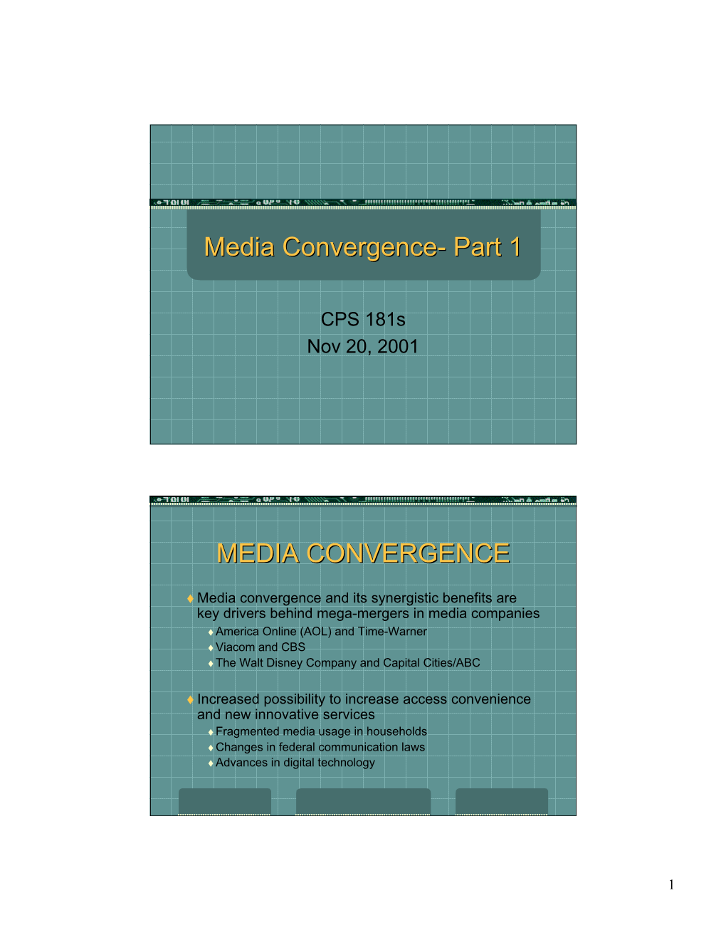 Media Convergence- Part 1 MEDIA CONVERGENCE