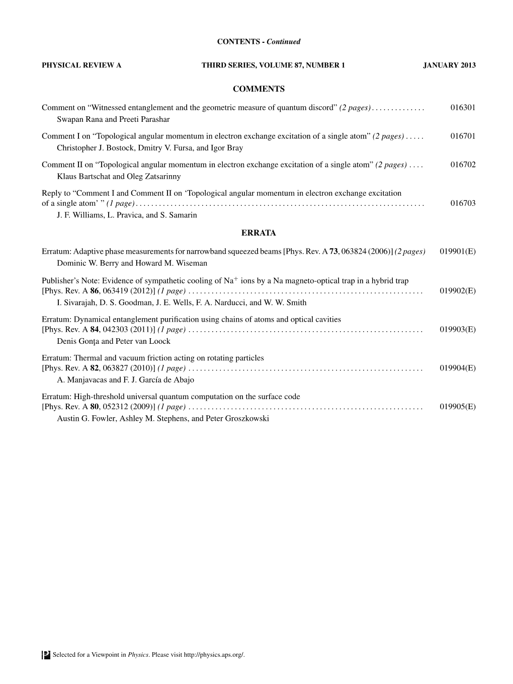 Table of Contents (Print, Part 1)