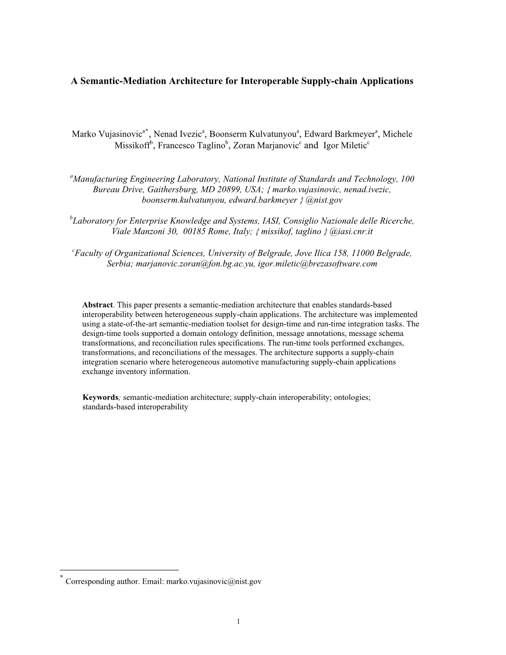 A Semantic-Mediation Architecture for Standards-Based Interoperability