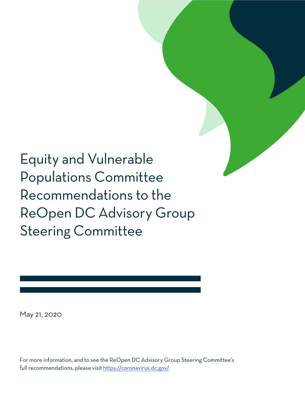 Equity and Vulnerable Populations Committee Recommendations to the Reopen DC Advisory Group Steering Committee