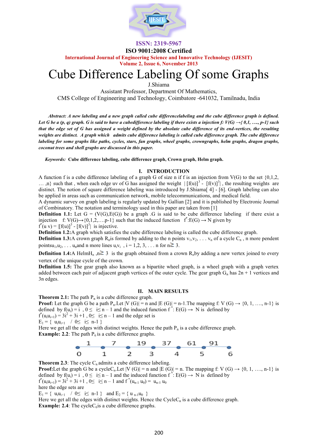 Cube Difference Labeling of Some Graphs