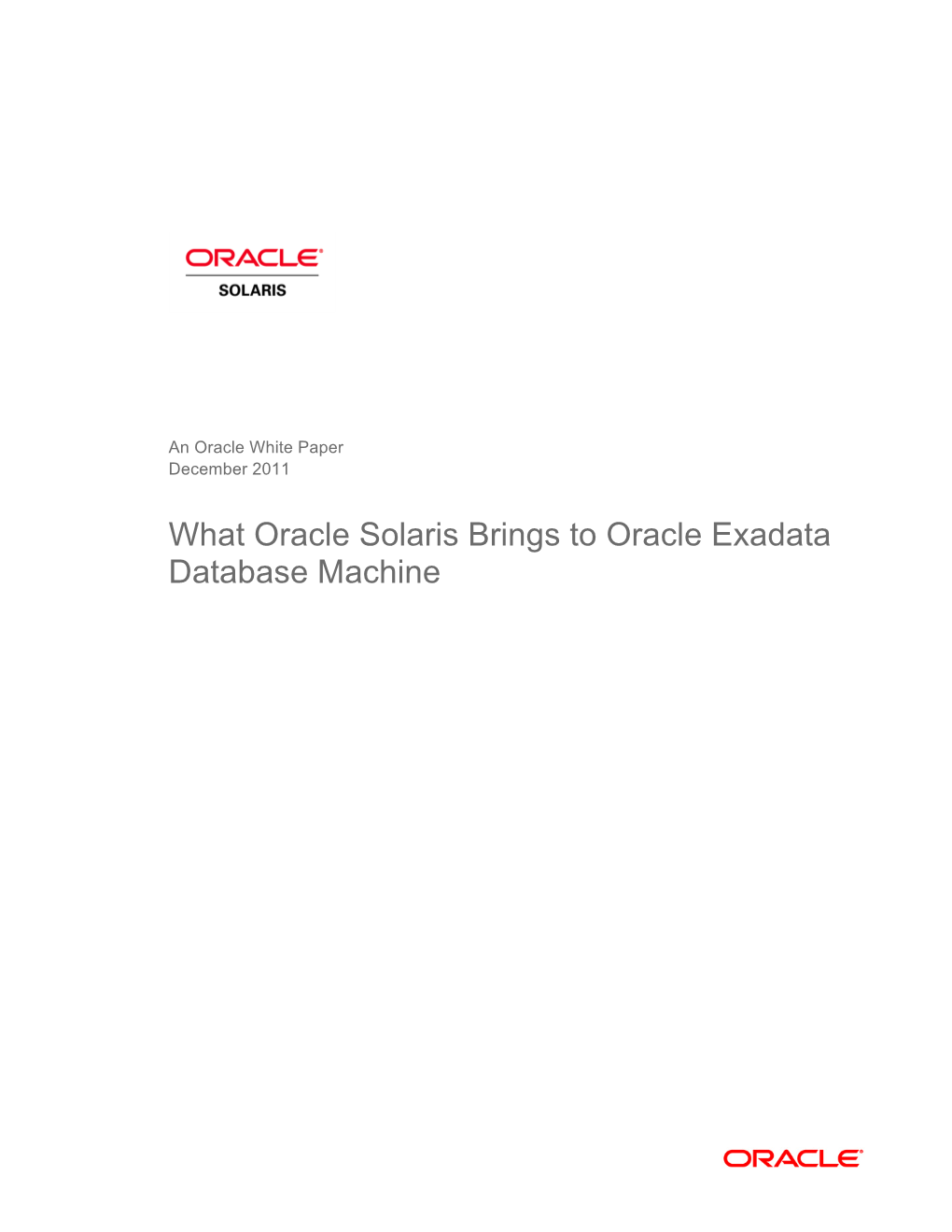 Oracle Solaris on the Oracle Exadata Database