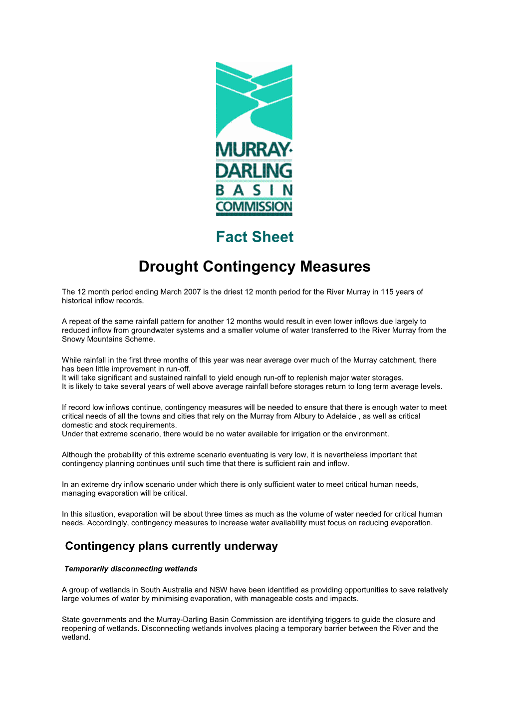 Drought Contingency Measures