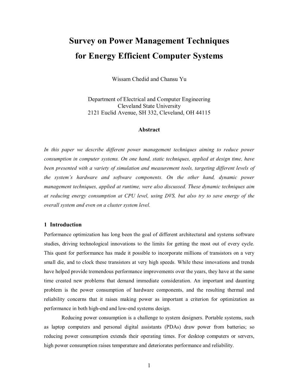 Survey on Power Management Techniques for Energy Efficient Computer Systems