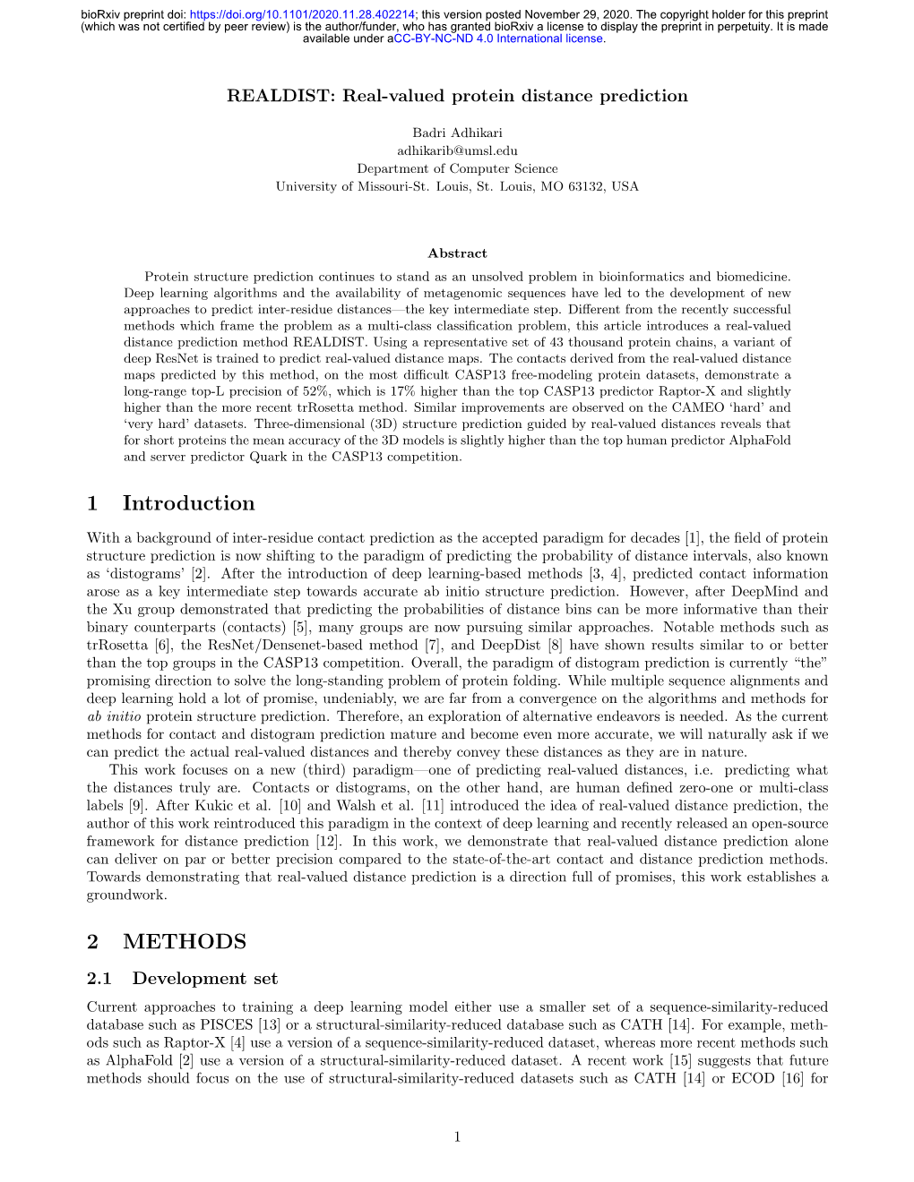 REALDIST: Real-Valued Protein Distance Prediction