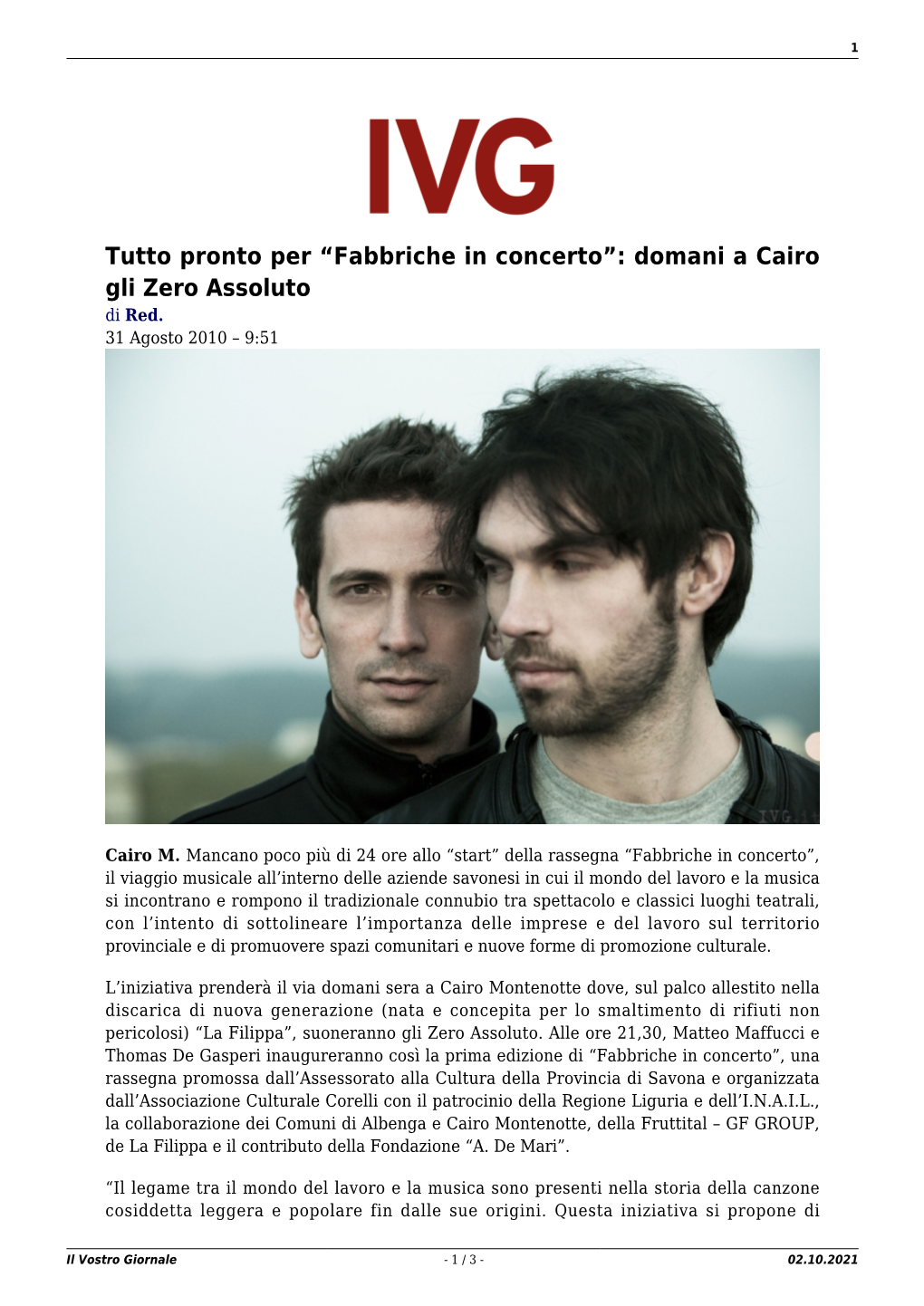 Il Vostro Giornale - 1 / 3 - 02.10.2021 2