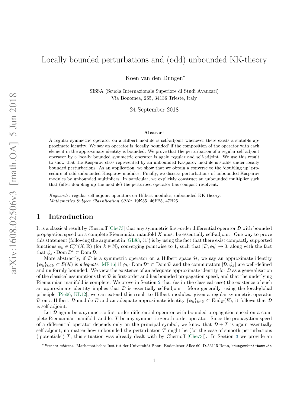 Locally Bounded Perturbations and (Odd) Unbounded KK-Theory