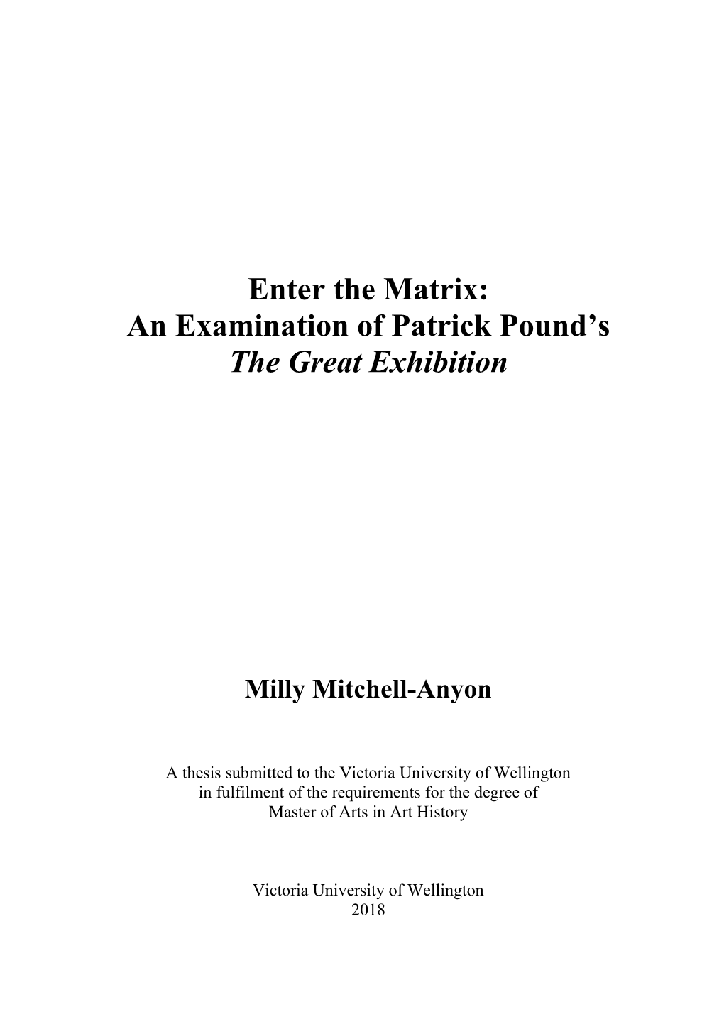 An Examination of Patrick Pound's the Great Exhibition