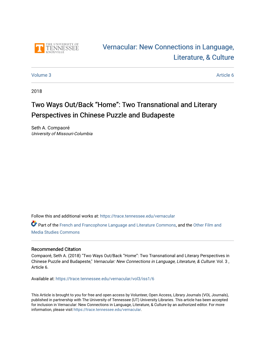 Two Transnational and Literary Perspectives in Chinese Puzzle and Budapeste