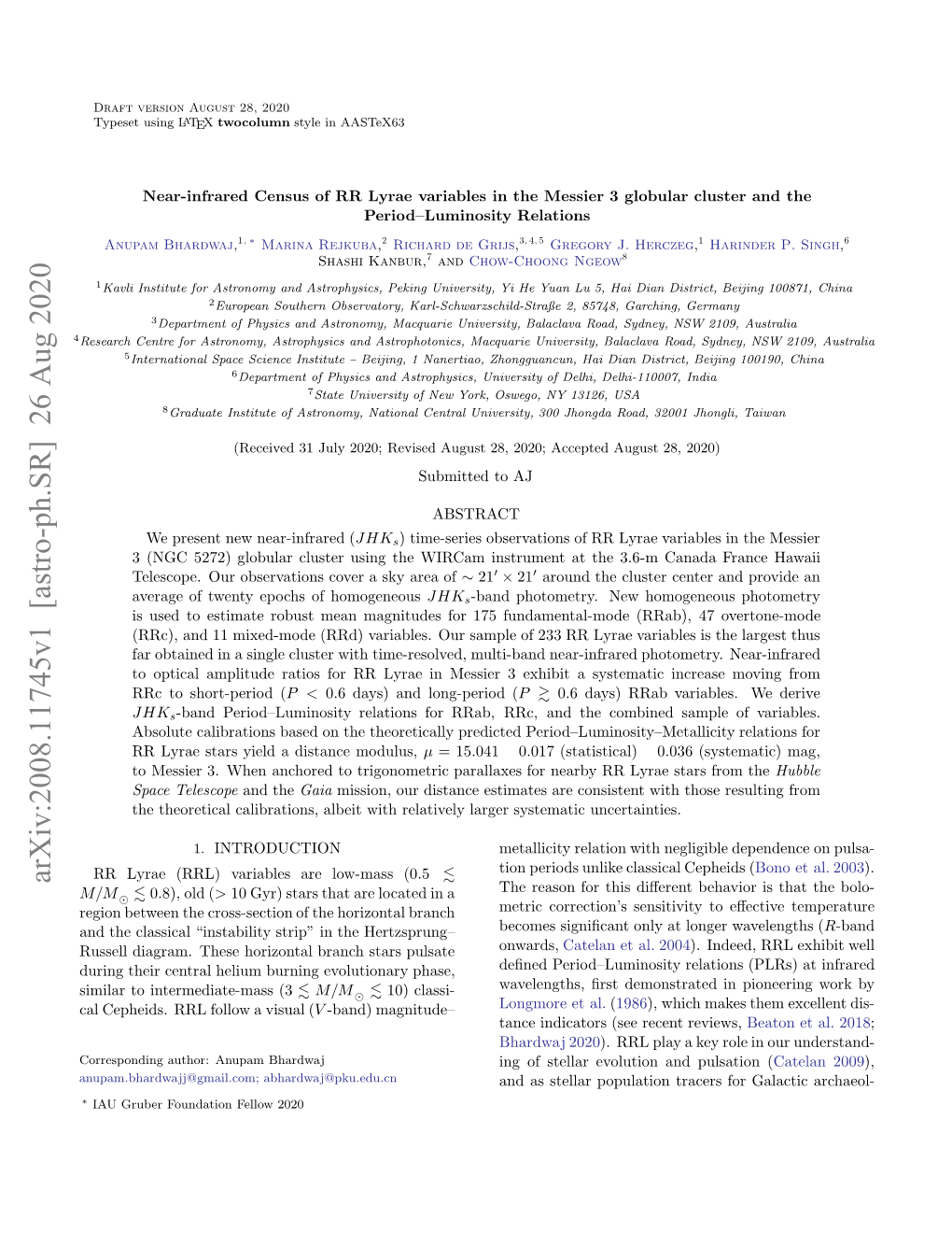 Arxiv:2008.11745V1 [Astro-Ph.SR]