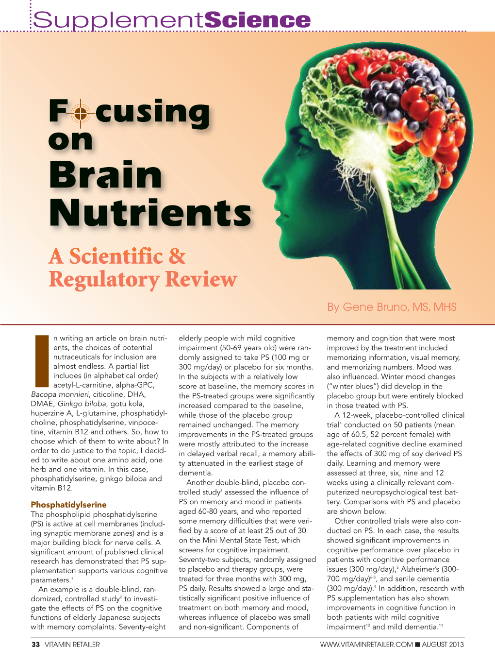 Brain Nutrients a Scientific & Regulatory Review by Gene Bruno, MS, MHS
