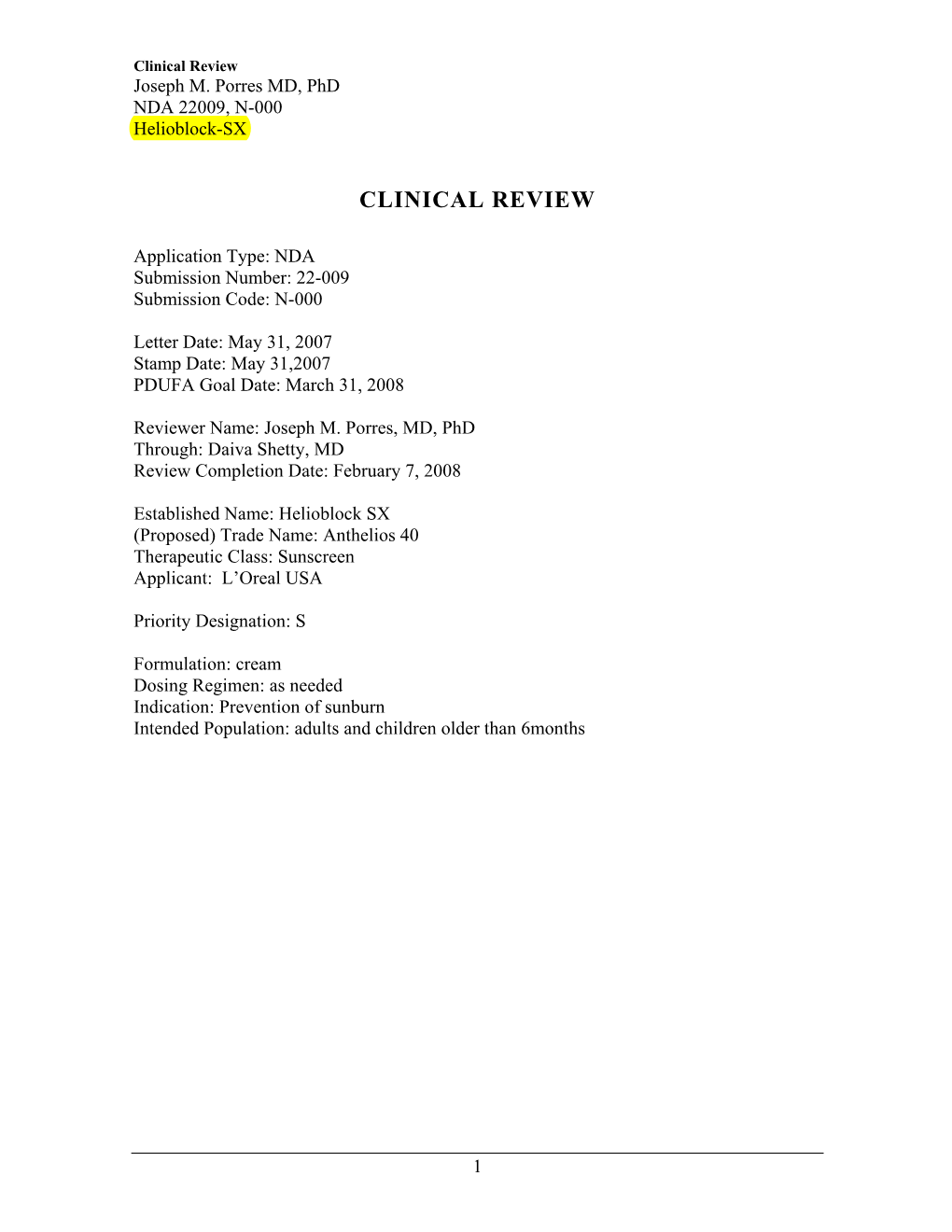 Clinical Review Joseph M