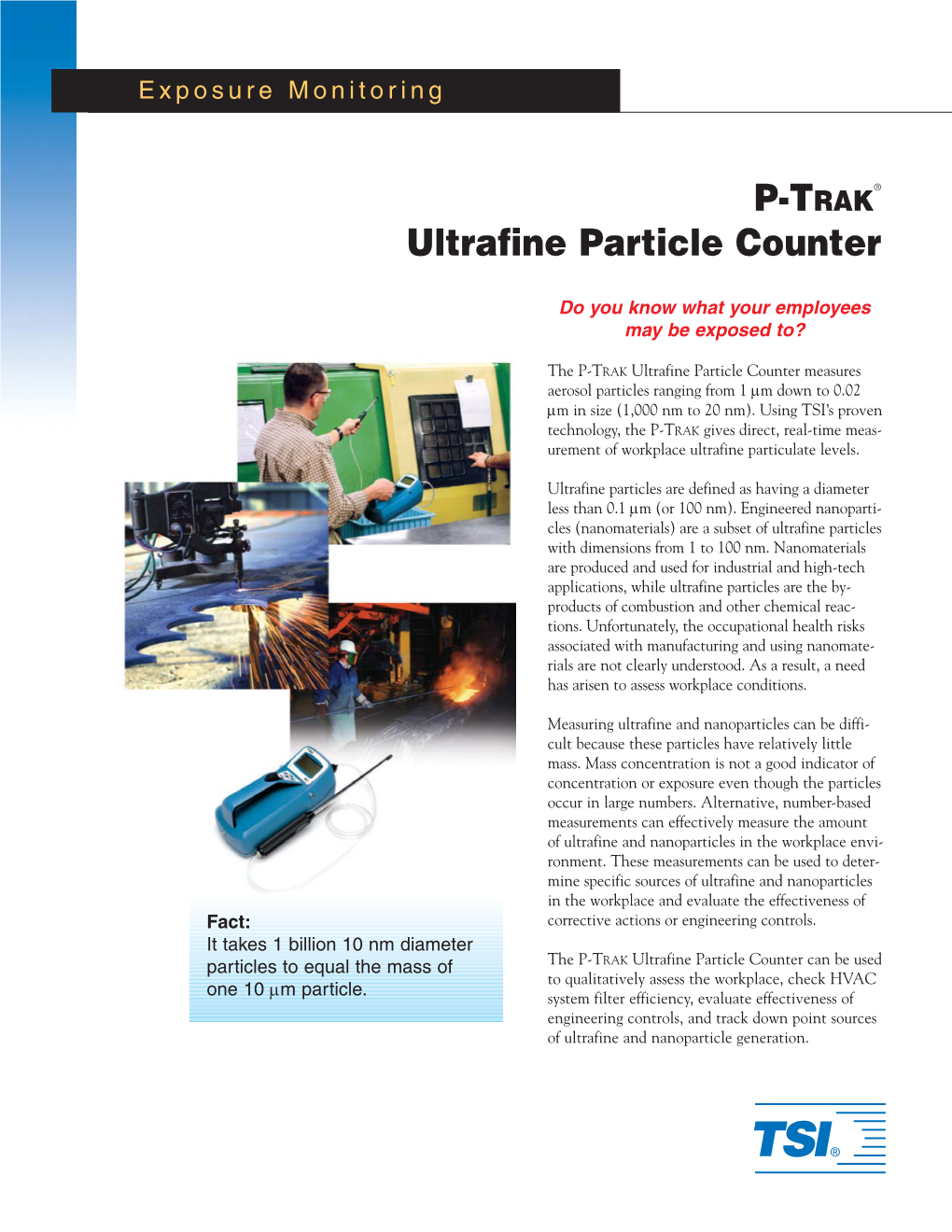 P-Trak Ultrafine Particle Counter Specification Sheet