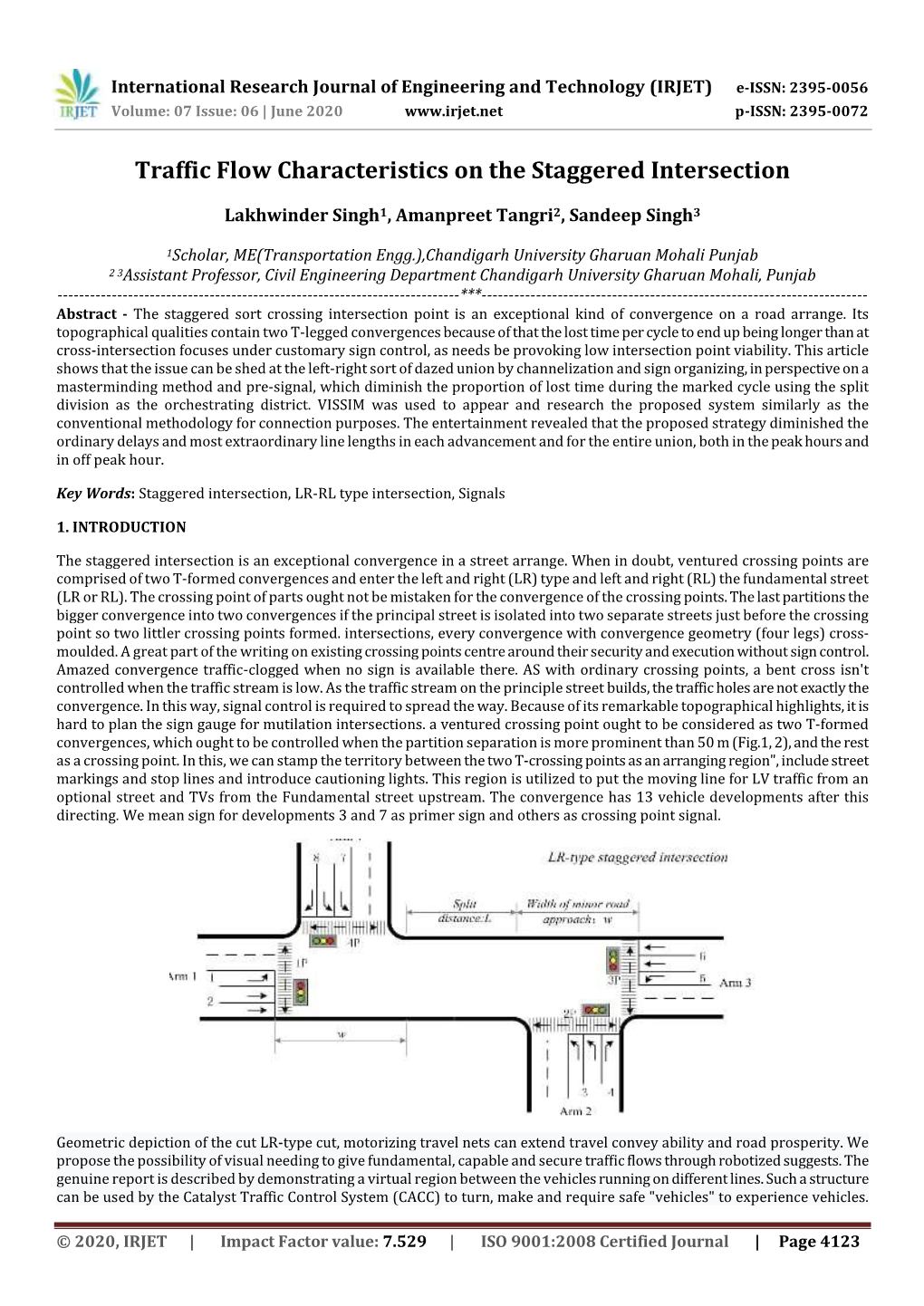 Traffic Flow Characteristics on the Staggered Intersection