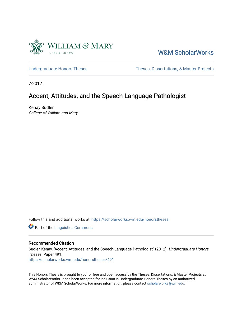 Accent, Attitudes, and the Speech-Language Pathologist