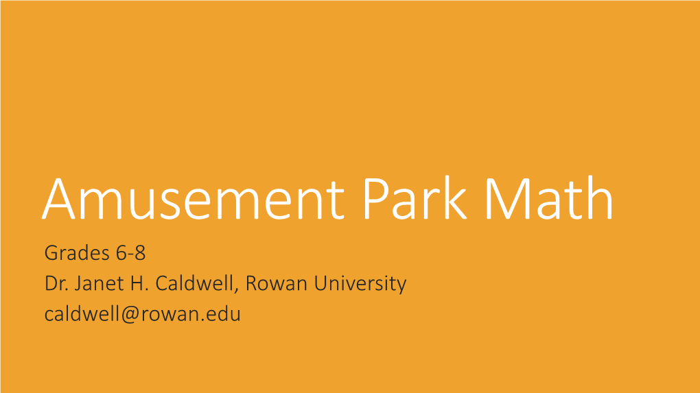 Amusement Park Math Grades 6-8 Dr