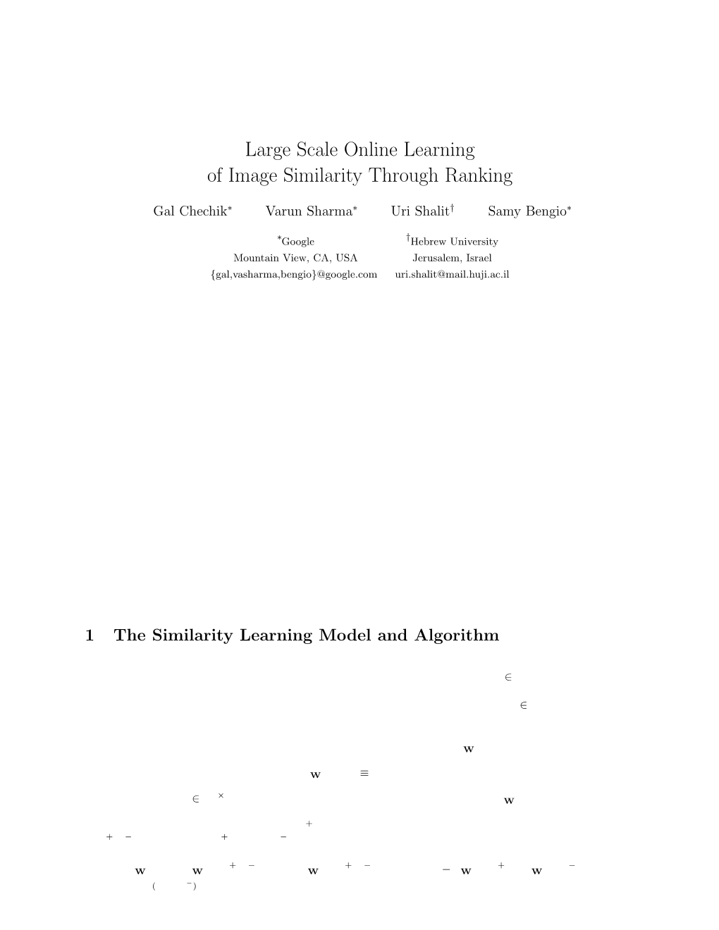 Large Scale Online Learning of Image Similarity Through Ranking