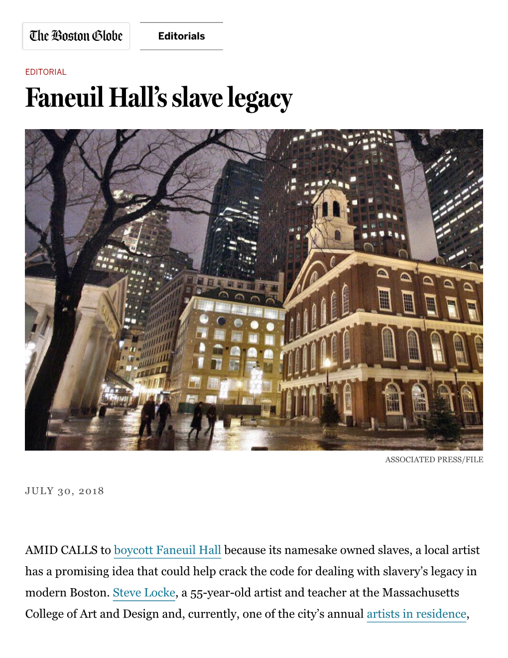 Faneuil Hall's Slave Legacy