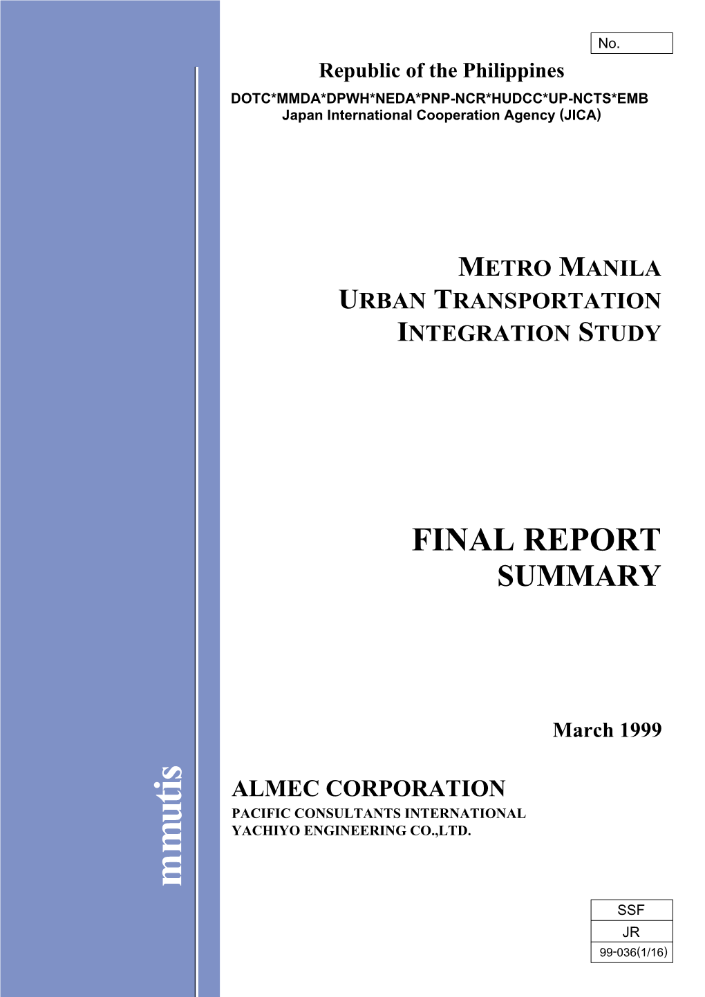 Metro Manila Urban Transportation Integration Study