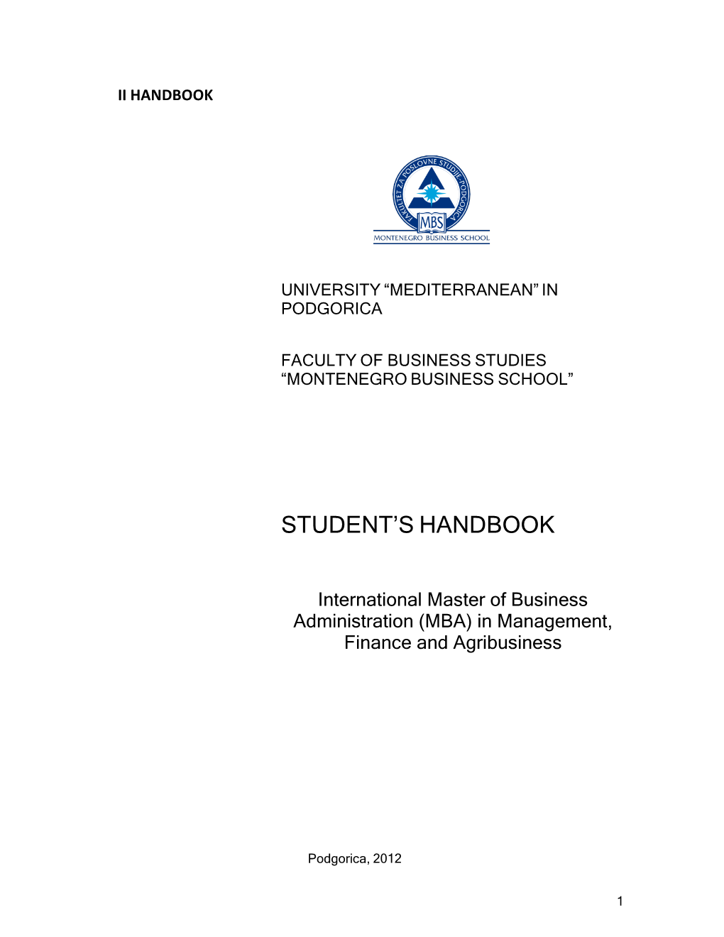 Student's Handbook