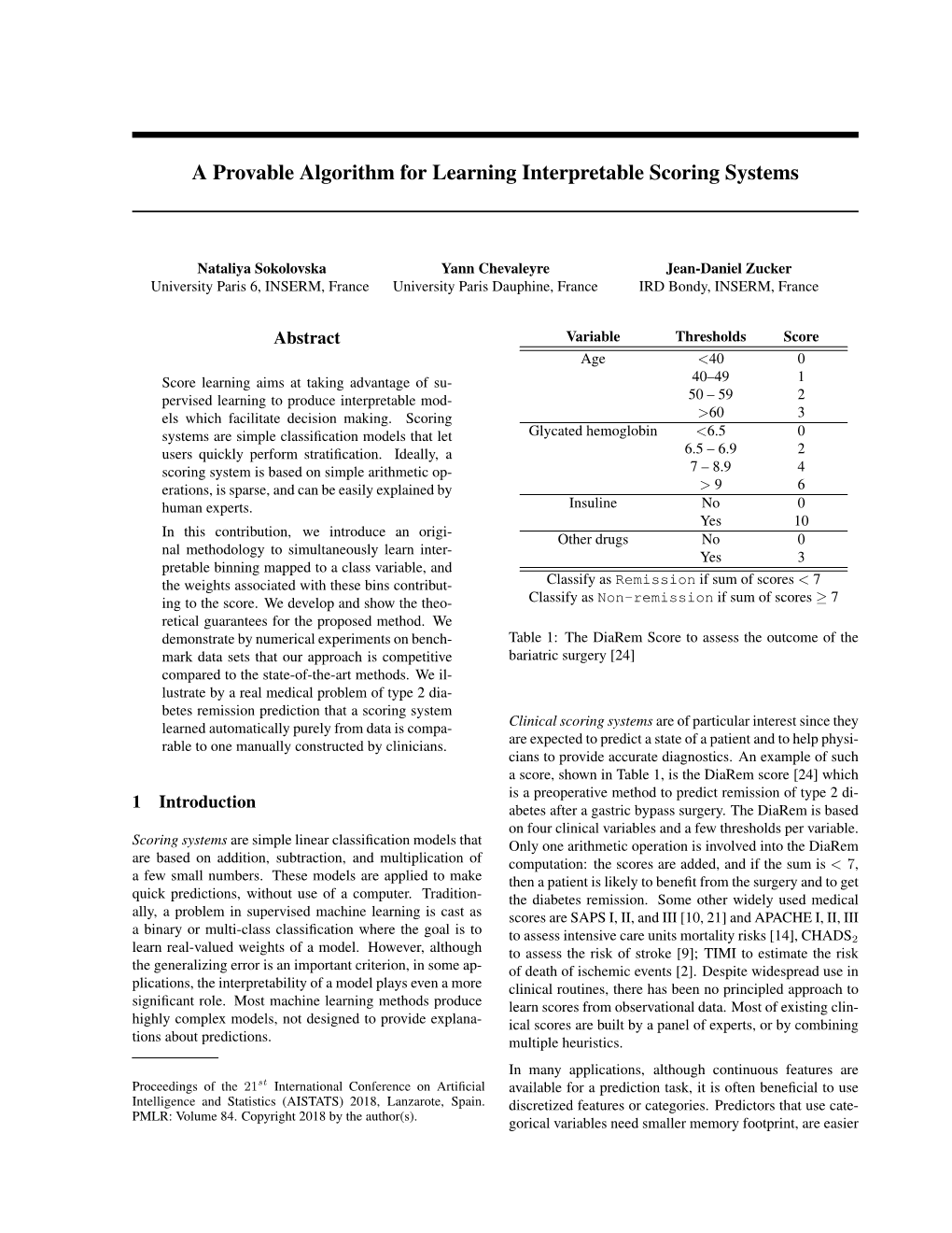 A Provable Algorithm for Learning Interpretable Scoring Systems