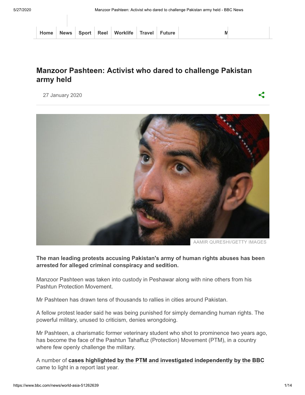 Manzoor Pashteen: Activist Who Dared to Challenge Pakistan Army Held - BBC News