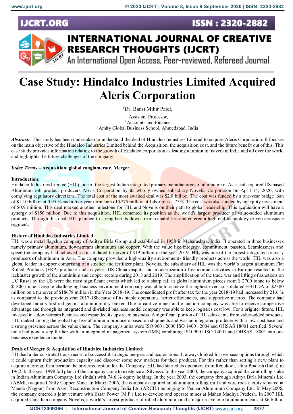 Case Study: Hindalco Industries Limited Acquired Aleris Corporation 1Dr