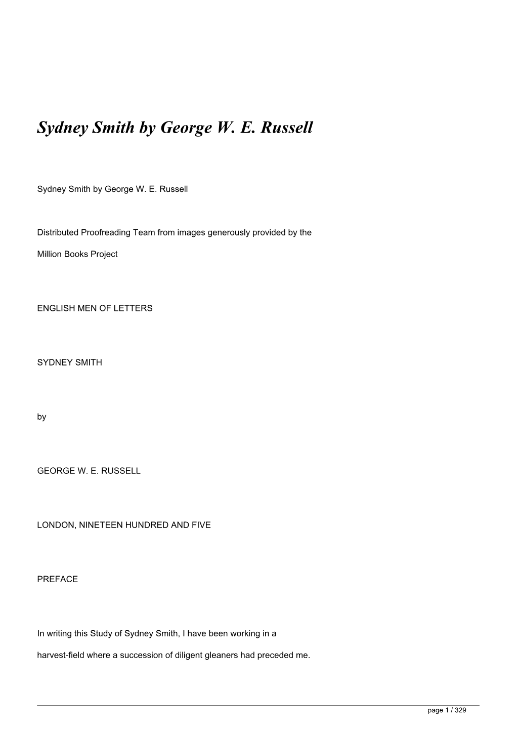 Sydney Smith by George WE Russell&lt;/H1&gt;