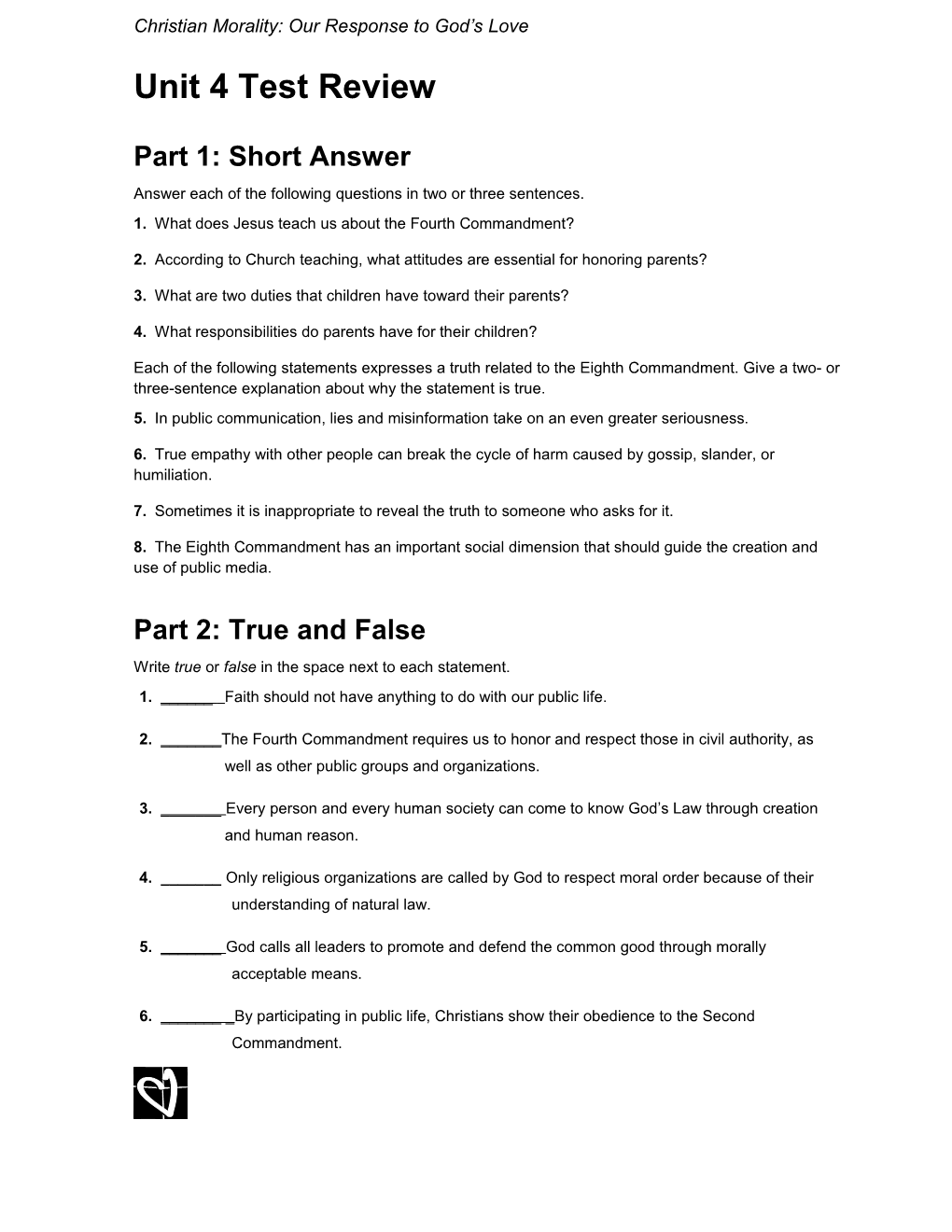 Unit 4 Test Review