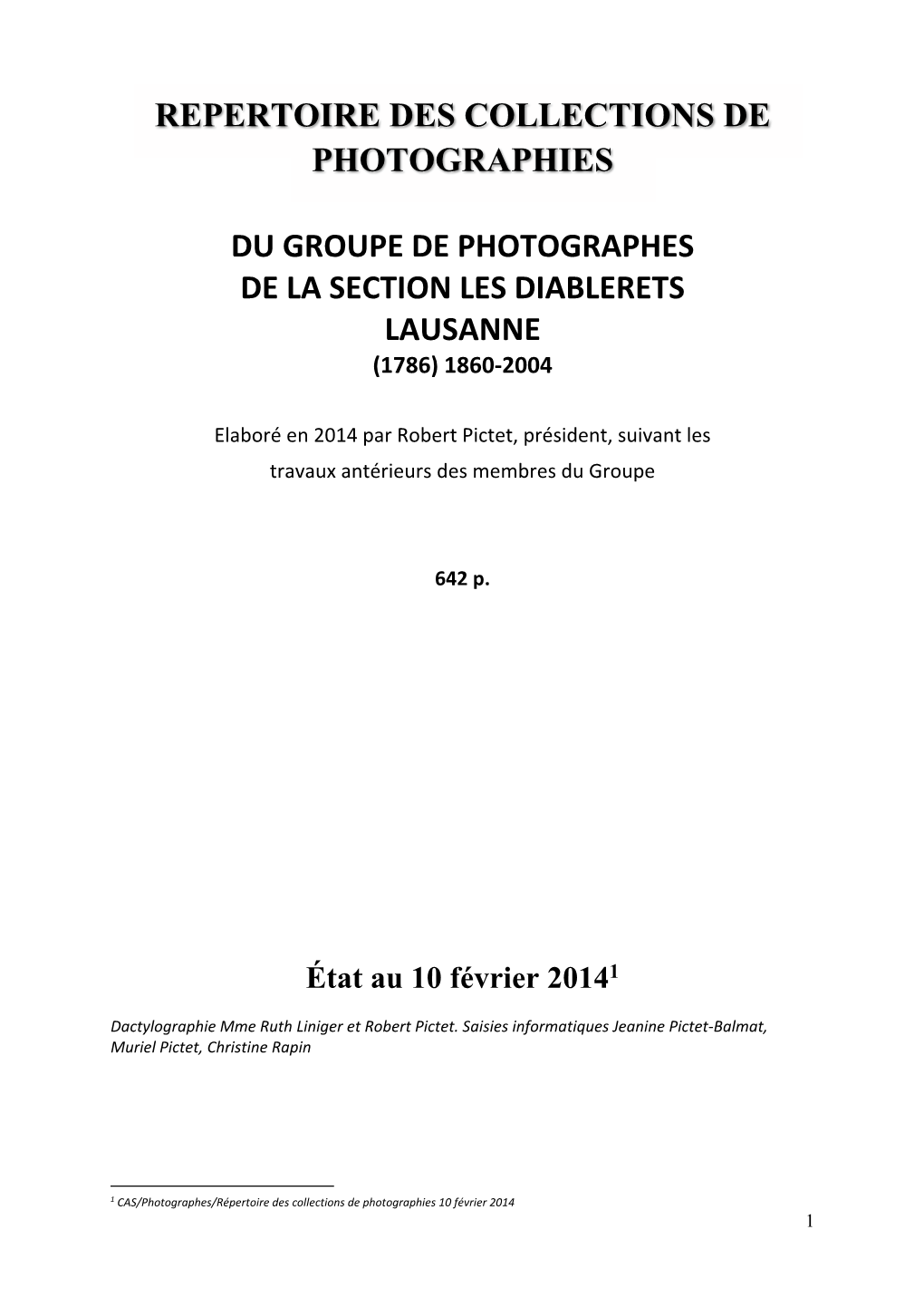 Repertoire Des Collections De Photographies Du