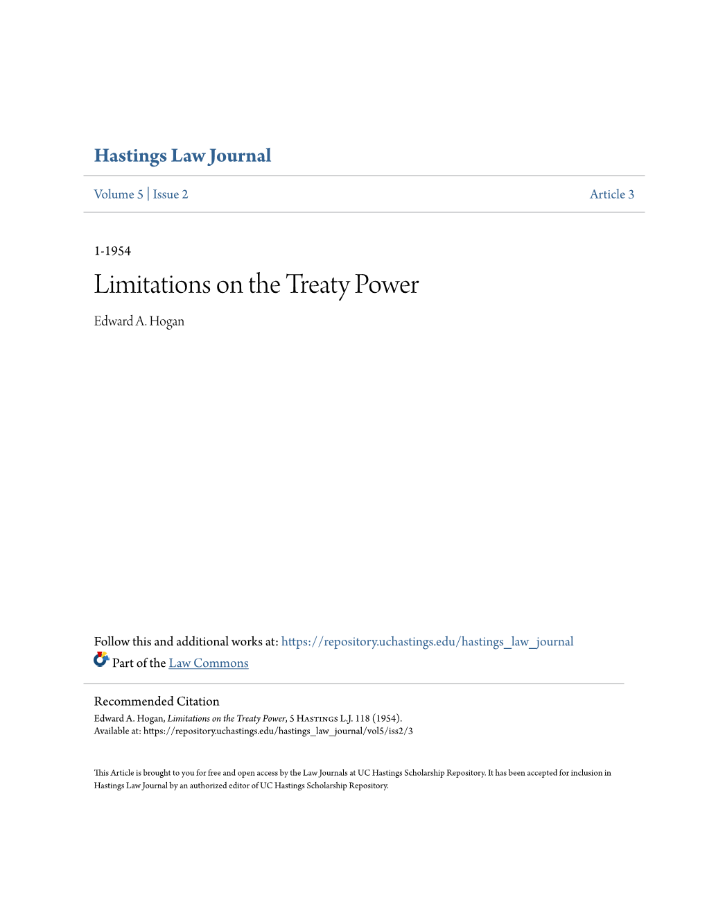 Limitations on the Treaty Power Edward A